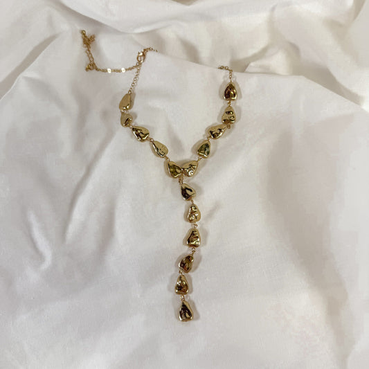Hammered Gold Drop Necklace