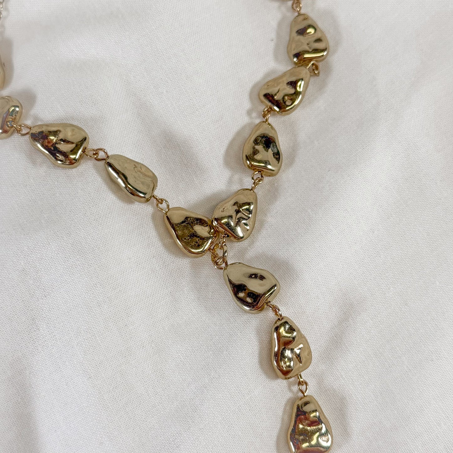 Hammered Gold Drop Necklace