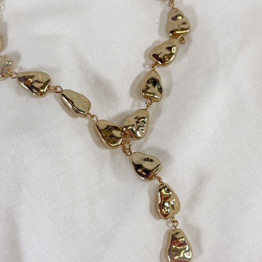 Hammered Gold Drop Necklace