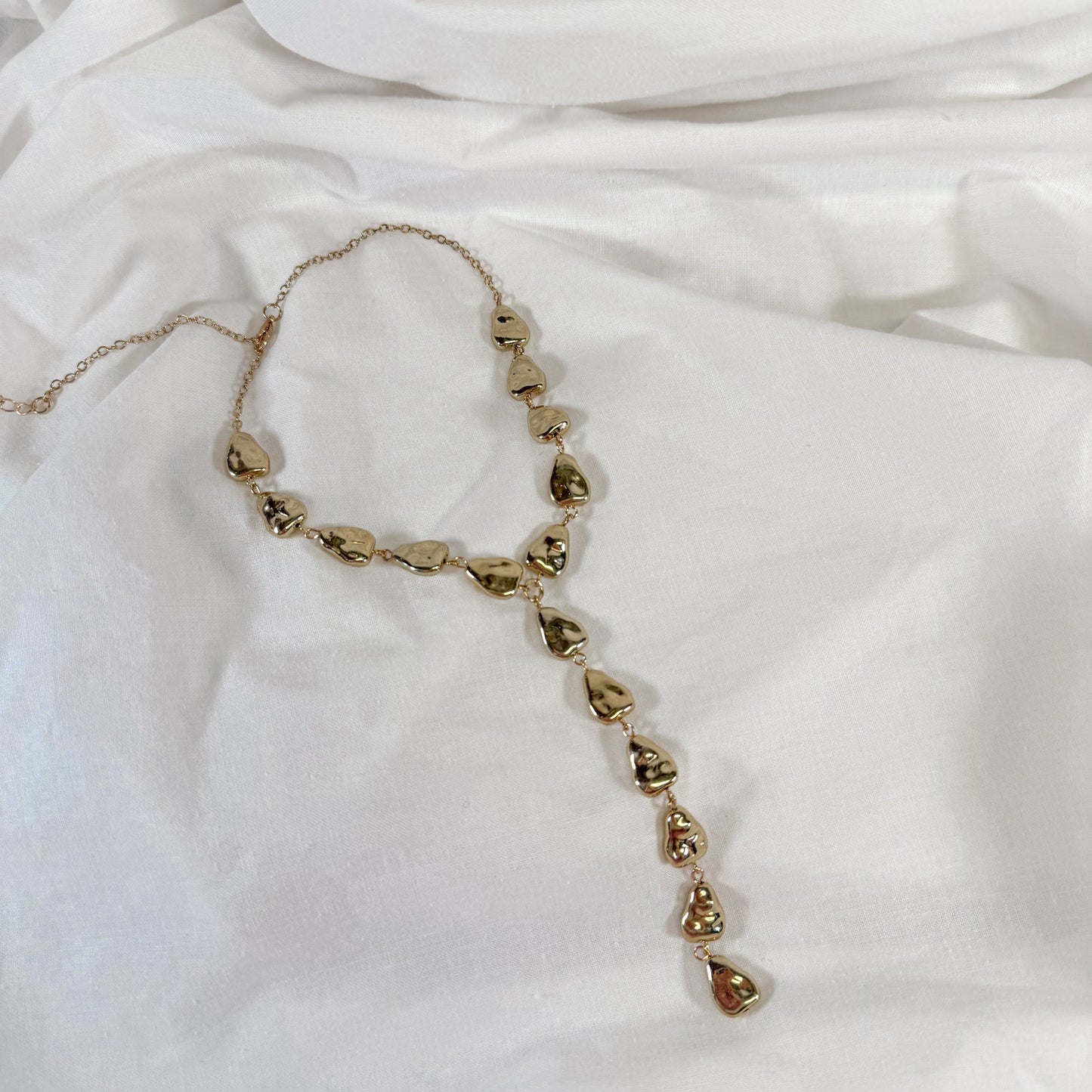 Hammered Gold Drop Necklace