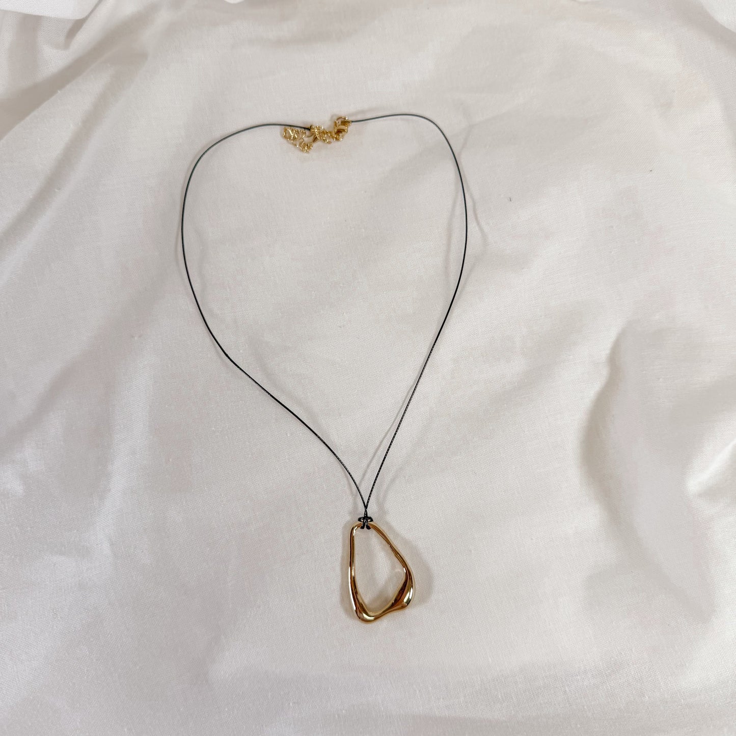 Gold Teardrop Cord Necklace