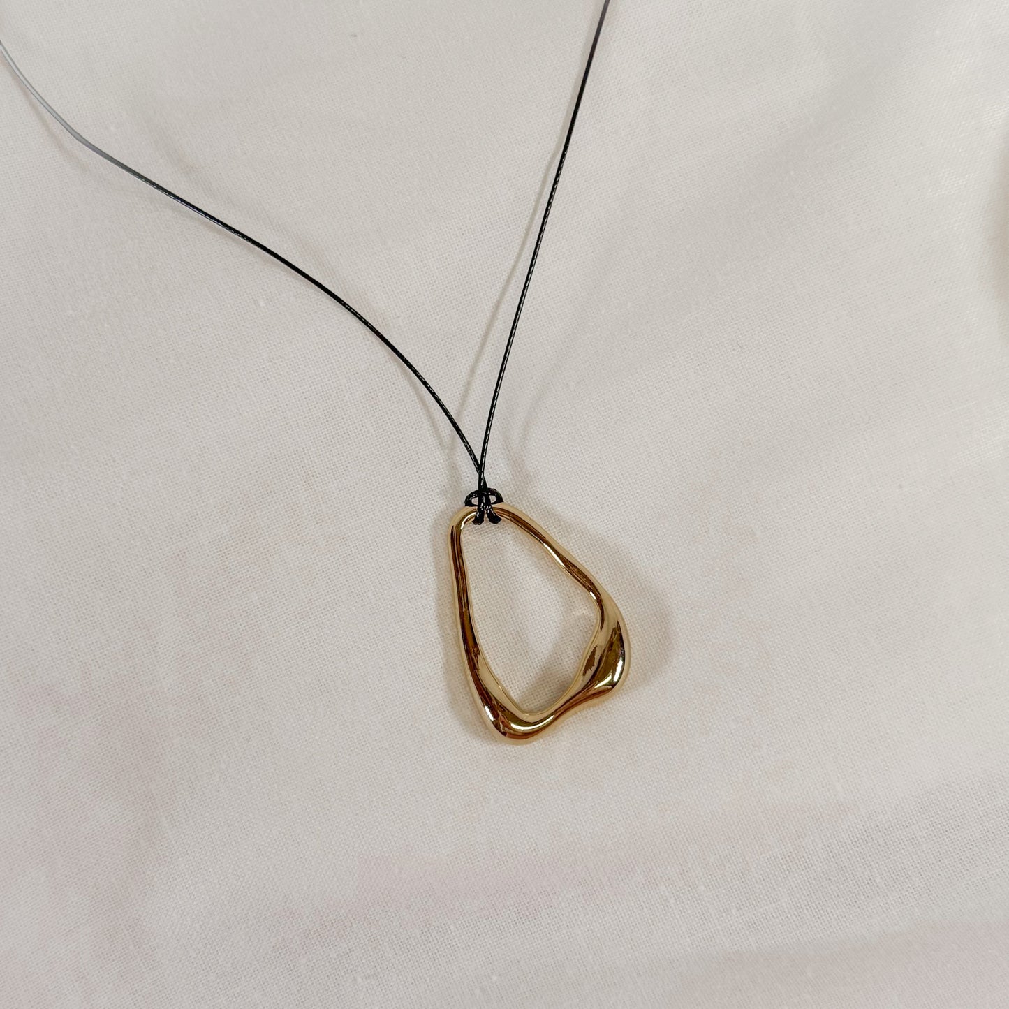Gold Teardrop Cord Necklace