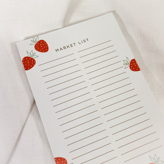 Strawberry Market List Notepad