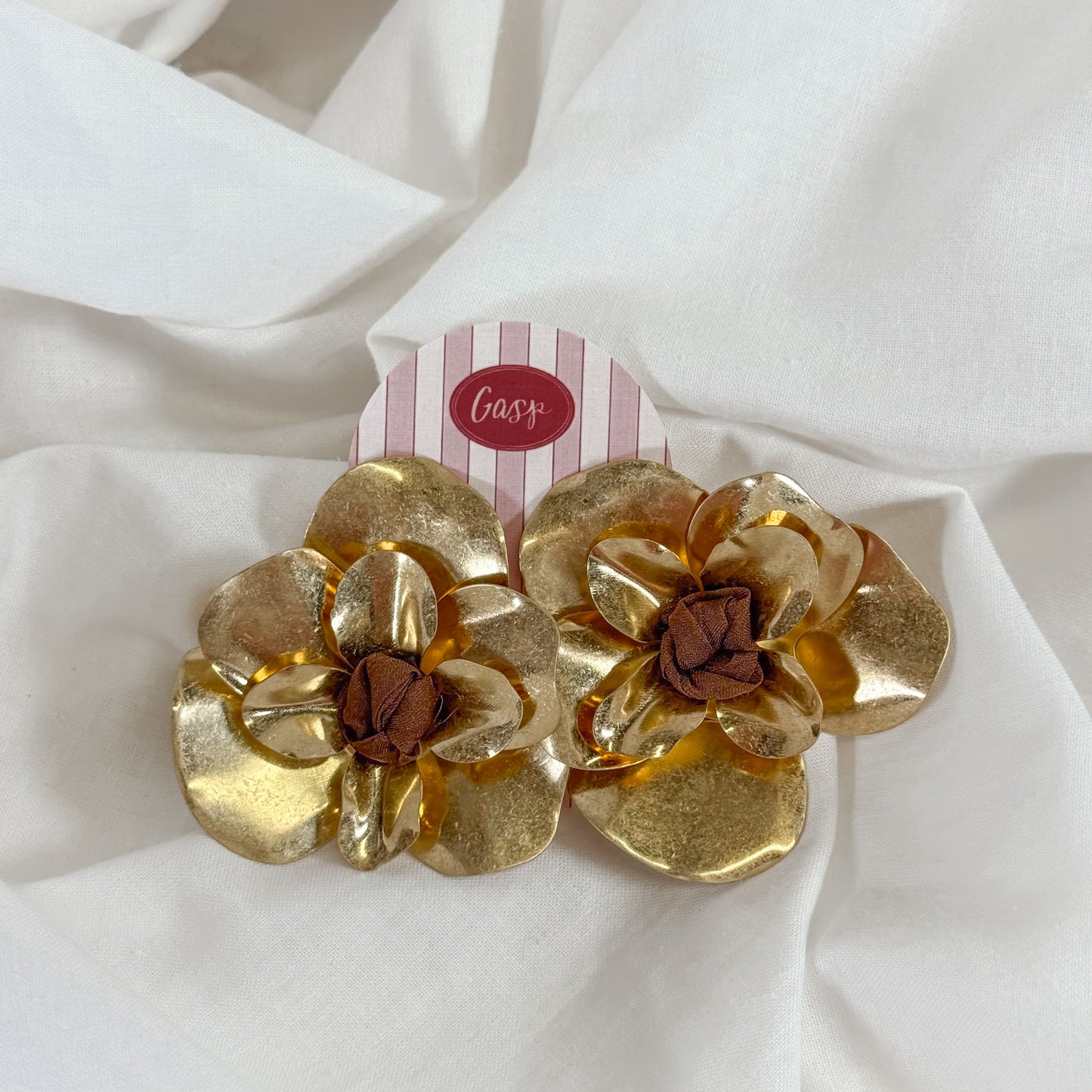 Large Gold Flower Earrings