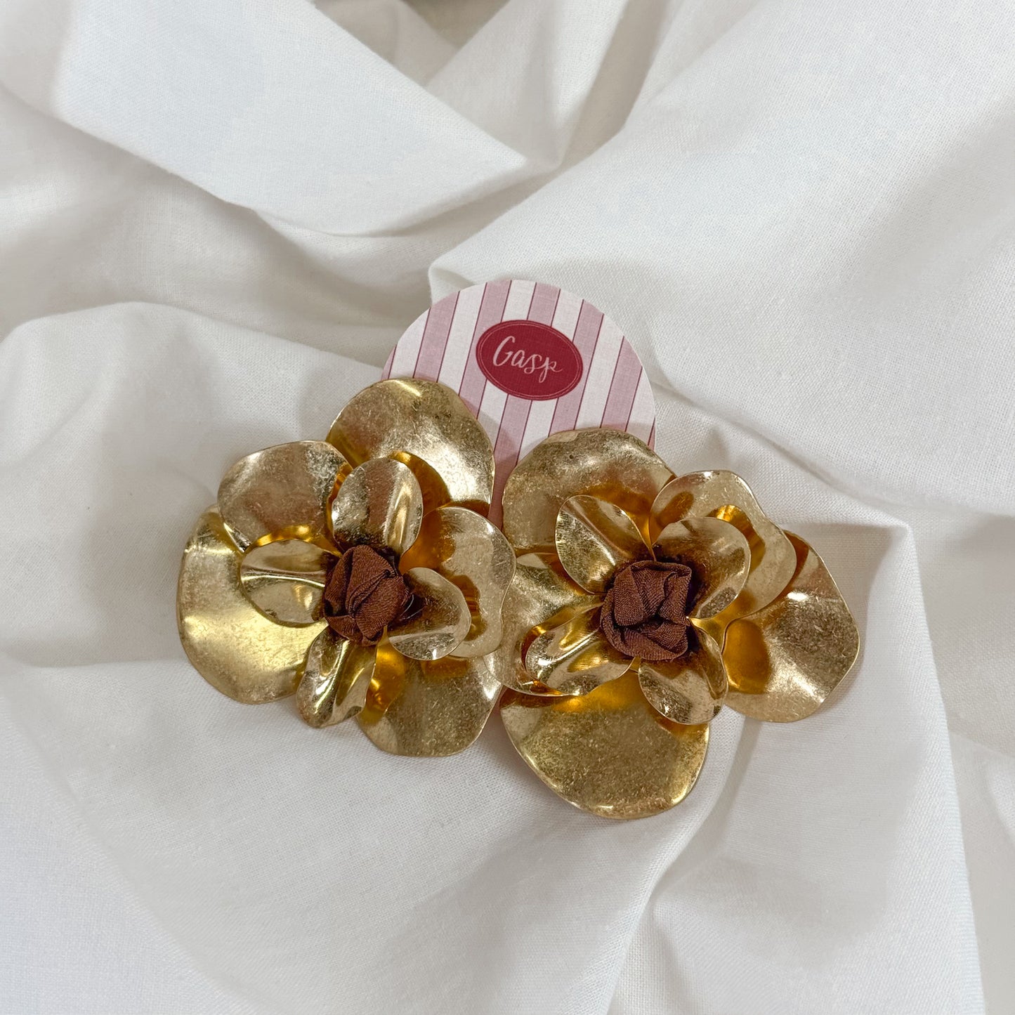 Large Gold Flower Earrings