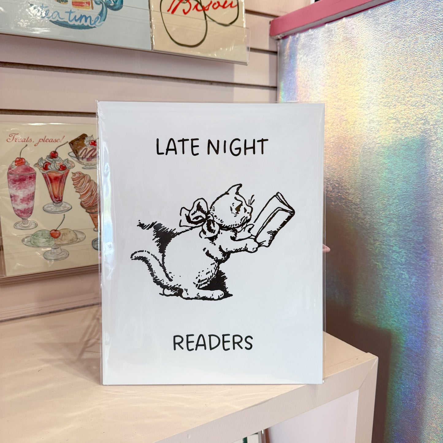 Reading Cat Wall Art Print