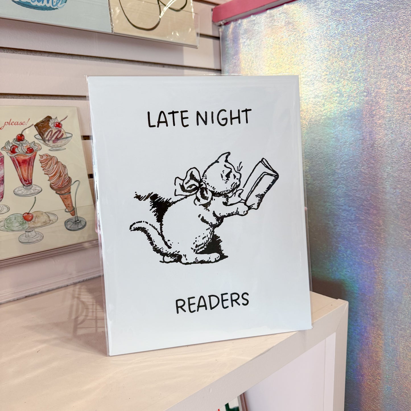 Reading Cat Wall Art Print
