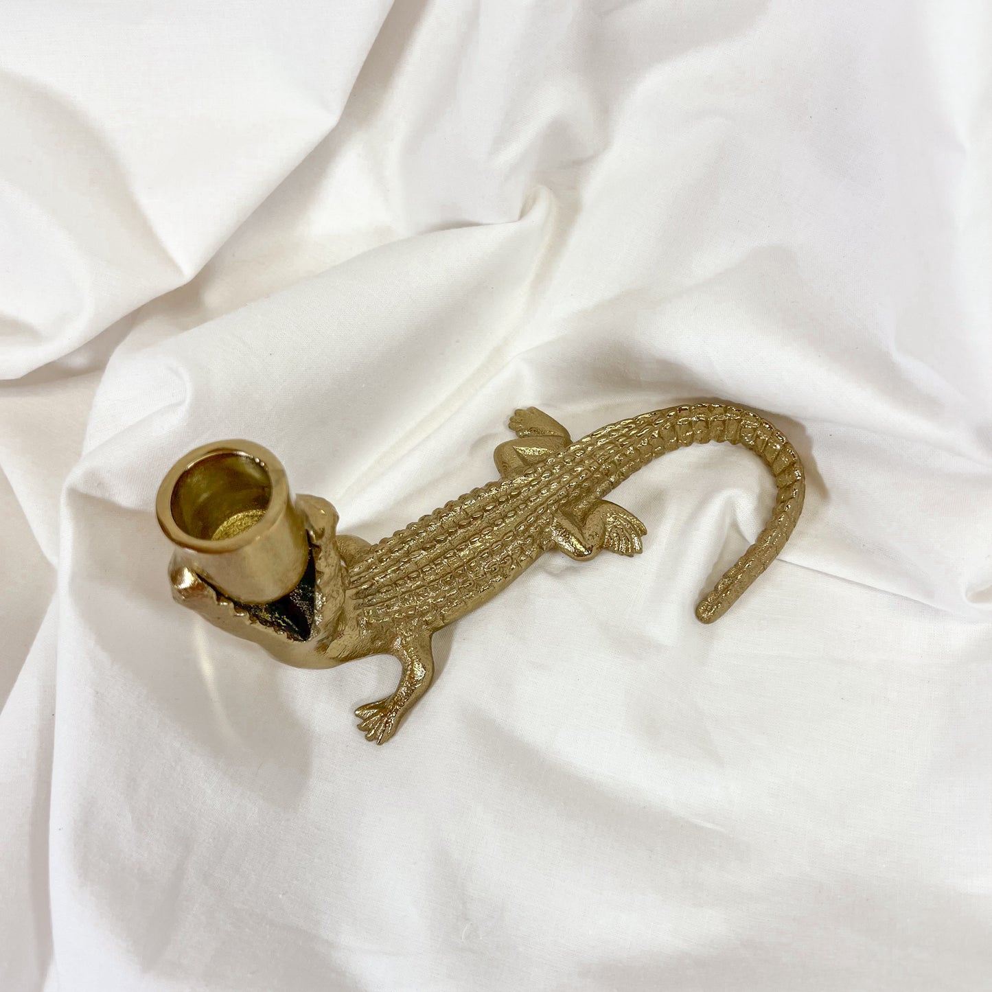Gator Brass Candle Holder