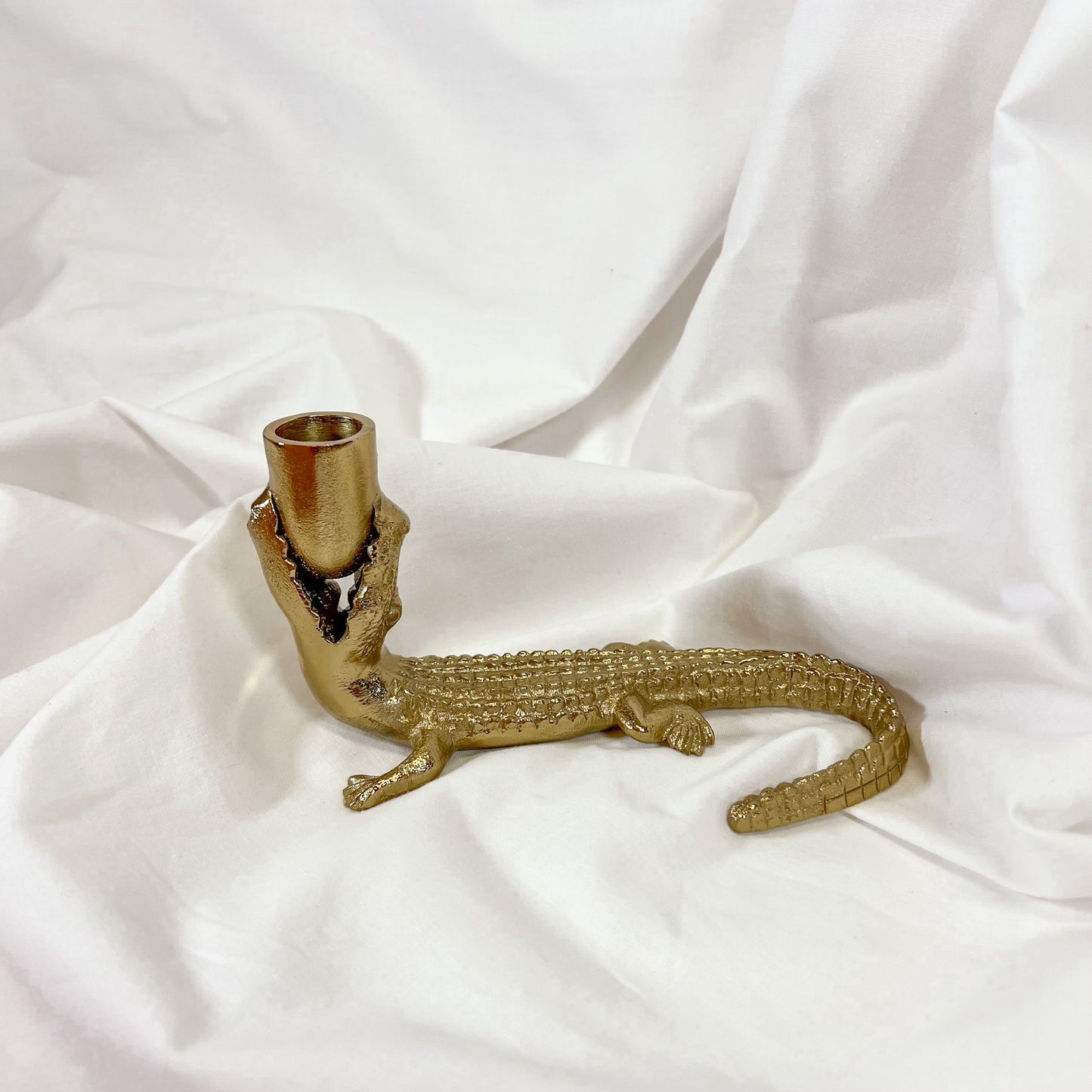 Gator Brass Candle Holder