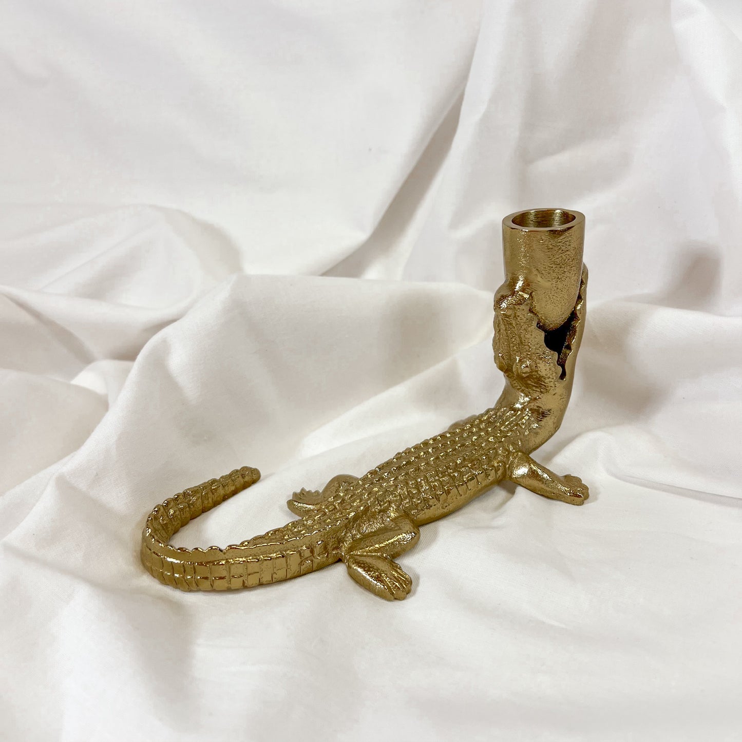 Gator Brass Candle Holder