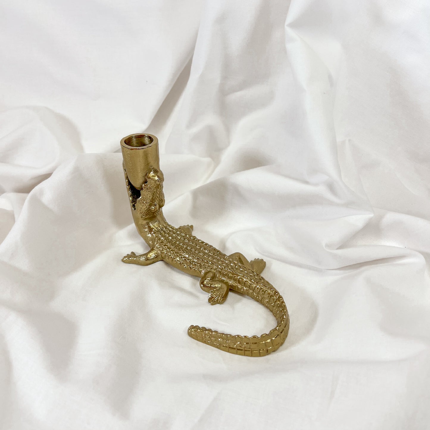 Gator Brass Candle Holder