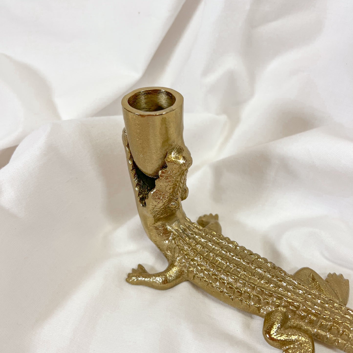 Gator Brass Candle Holder