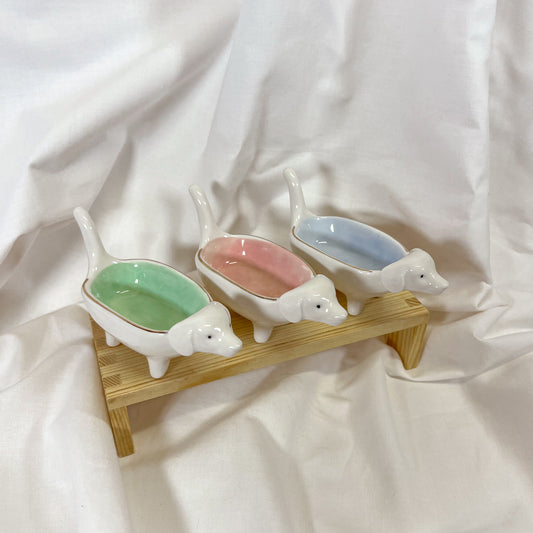Pastel Mini Dachshund Dish