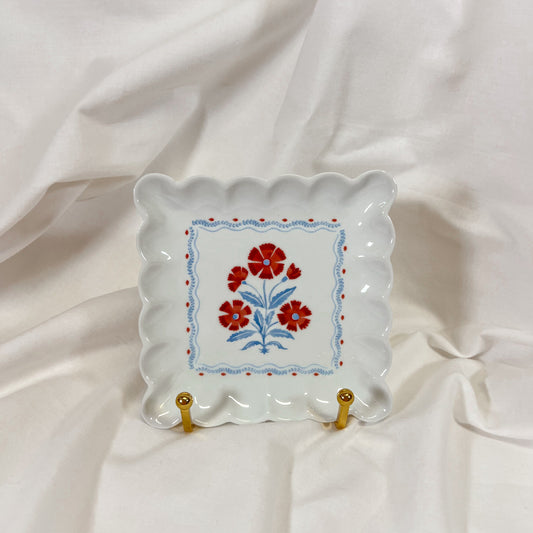 American Floral Scalloped Plate