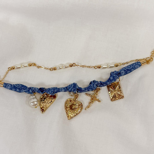 Denim Scarf Charm Bracelet