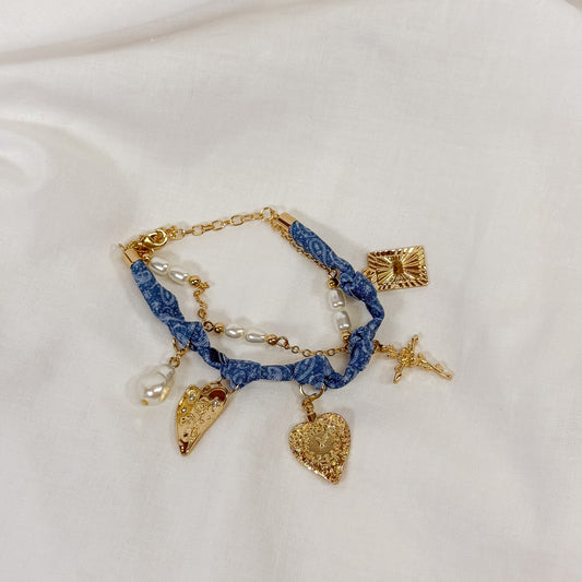 Denim Scarf Charm Bracelet