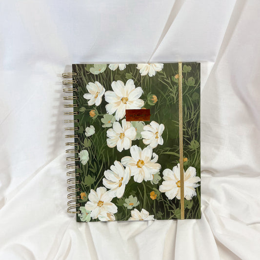 White Flowers Undated Daily Planner