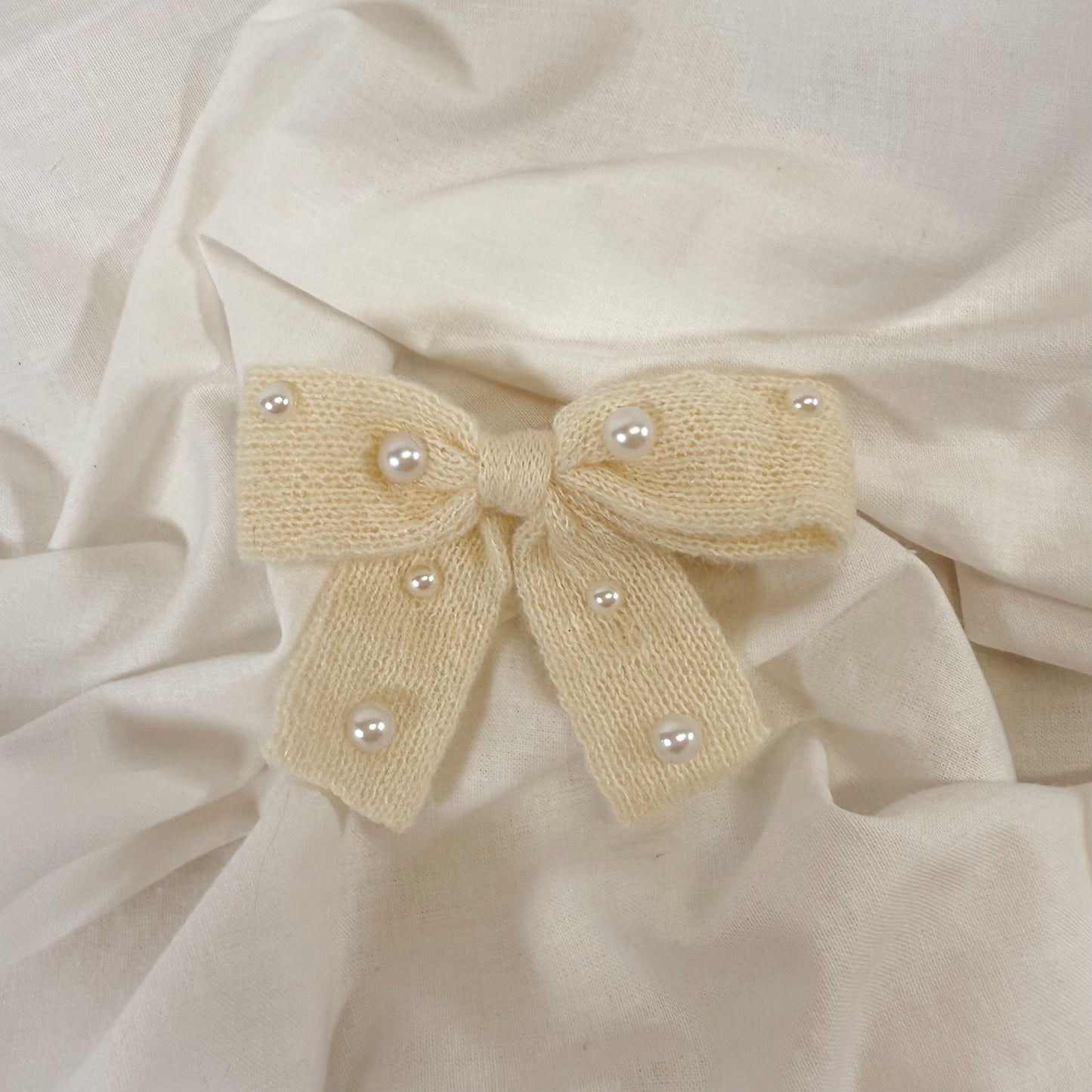 Pearl Ribbon Bow Hair Clip