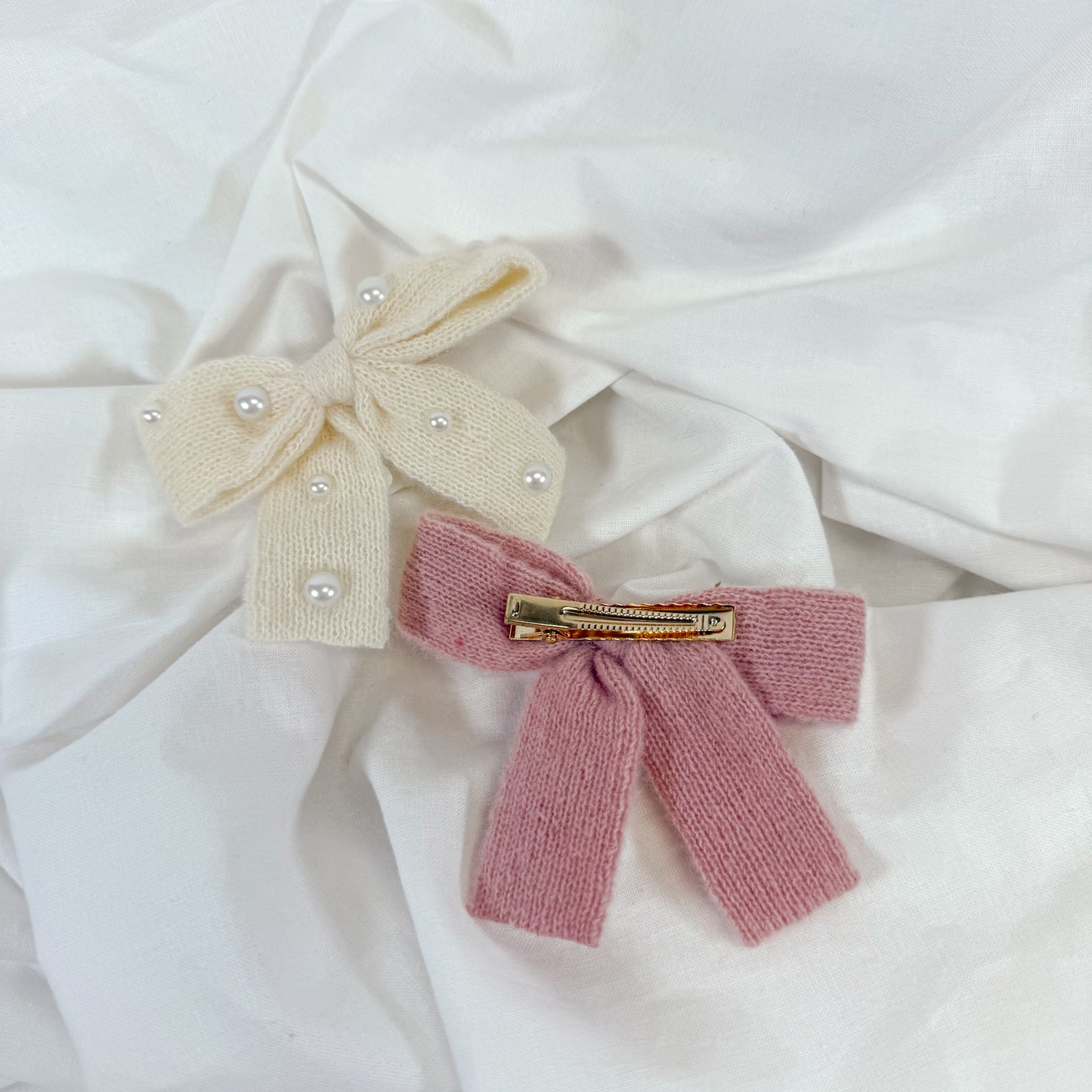 Pearl Ribbon Bow Hair Clip