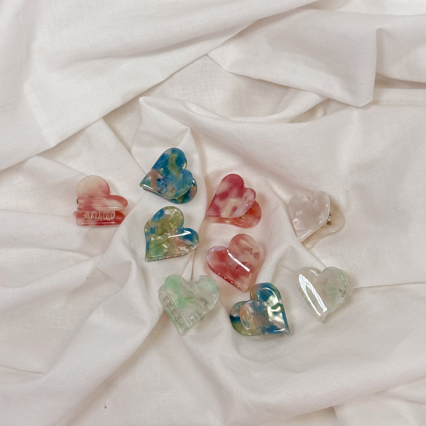 Marble Heart Mini Claw Hair Clip