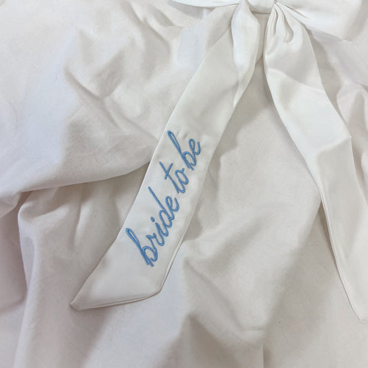 Bride To Be Embroidered Hair Bow