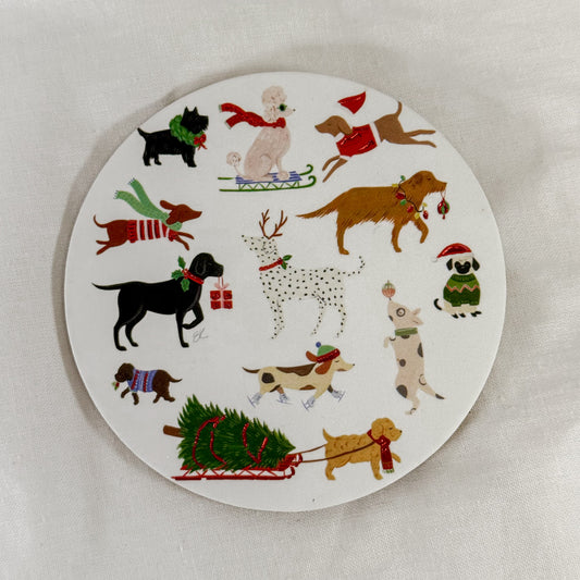 Christmas Dogs Cork Coaster