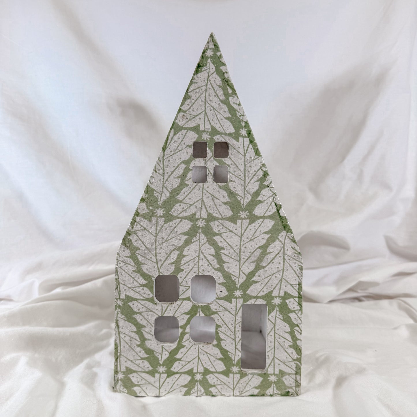 Winter Floral Paper Mache House