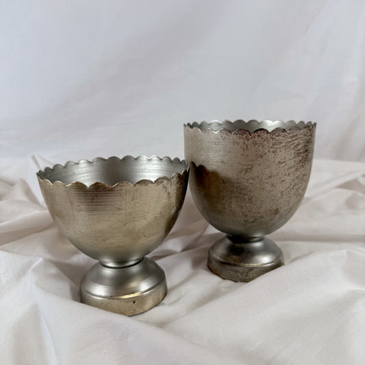 Scalloped Metal Pedestal Bowl