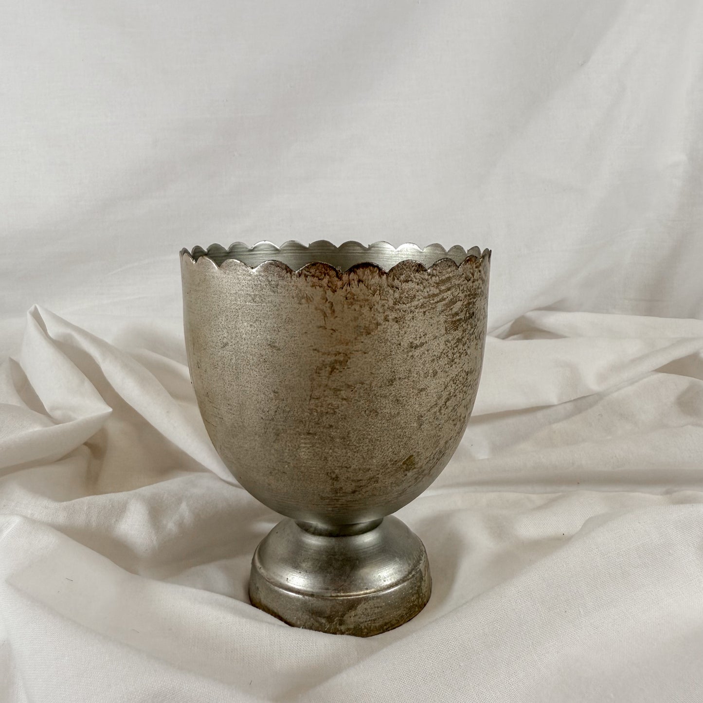Scalloped Metal Pedestal Bowl