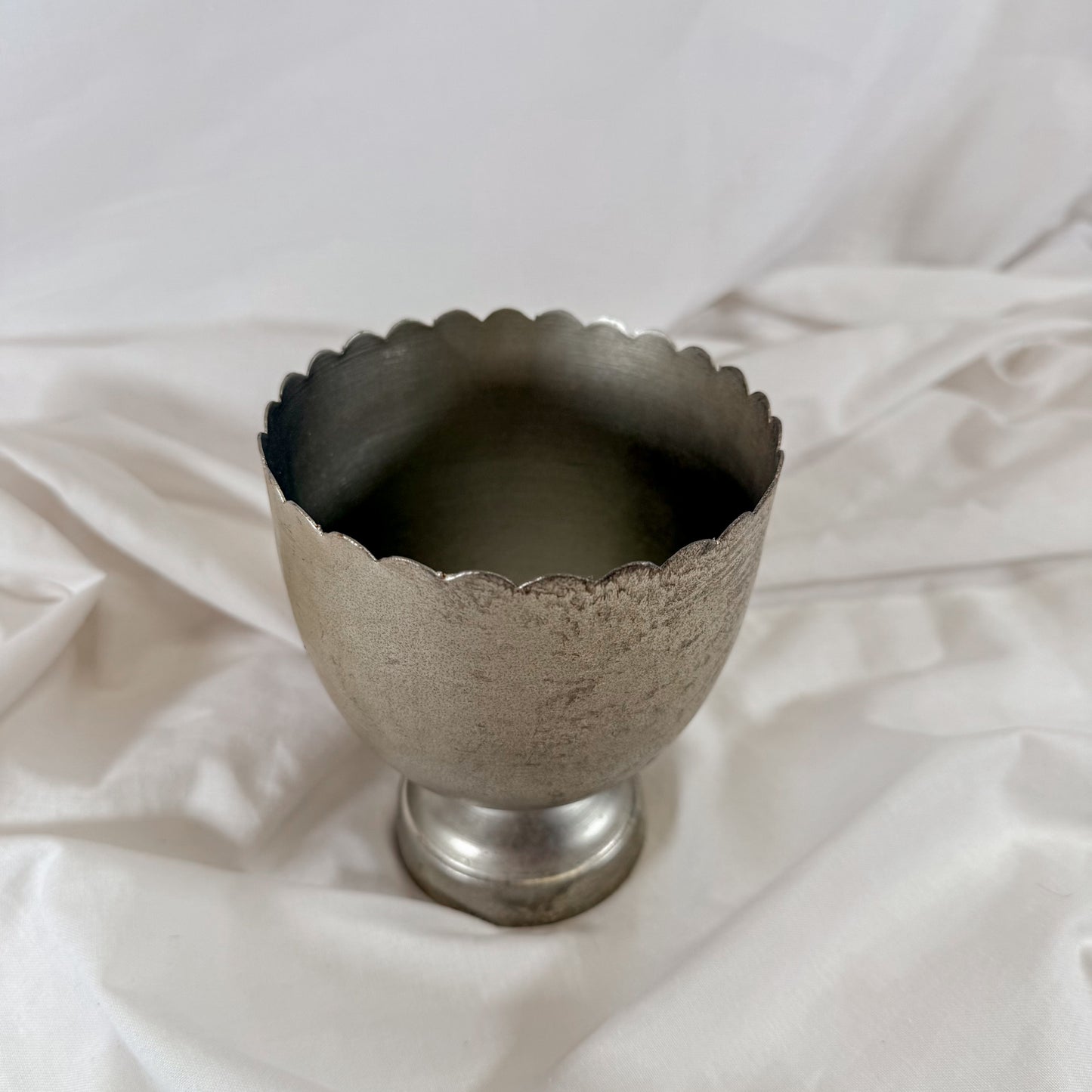 Scalloped Metal Pedestal Bowl