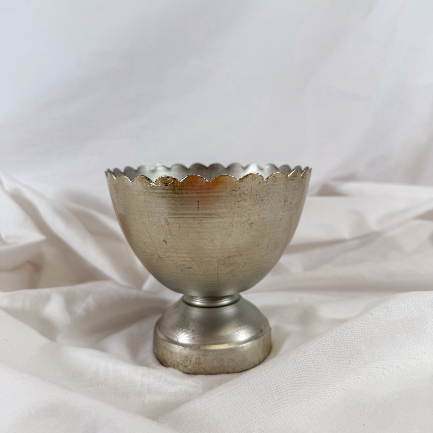Scalloped Metal Pedestal Bowl