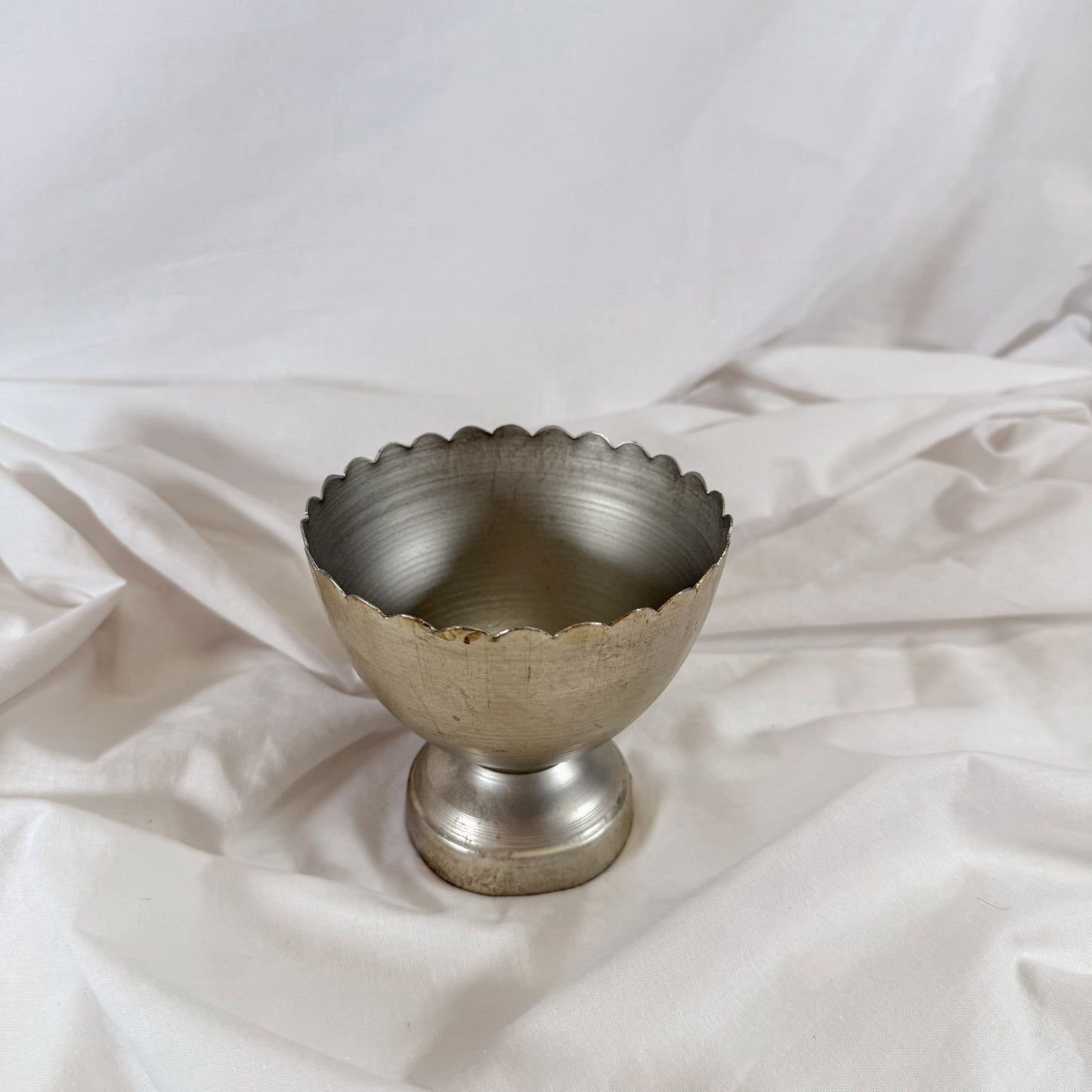 Scalloped Metal Pedestal Bowl