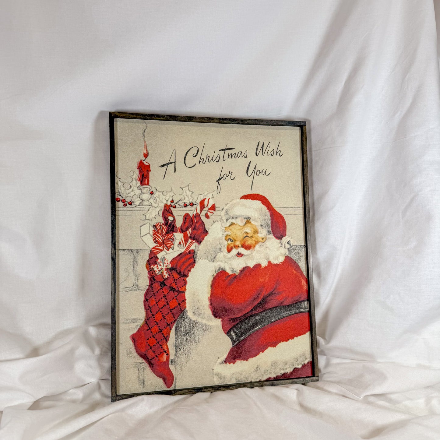 Santa Wood Framed Christmas Art