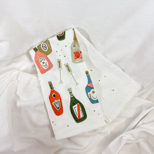 Champagne Bottles Dish Towel