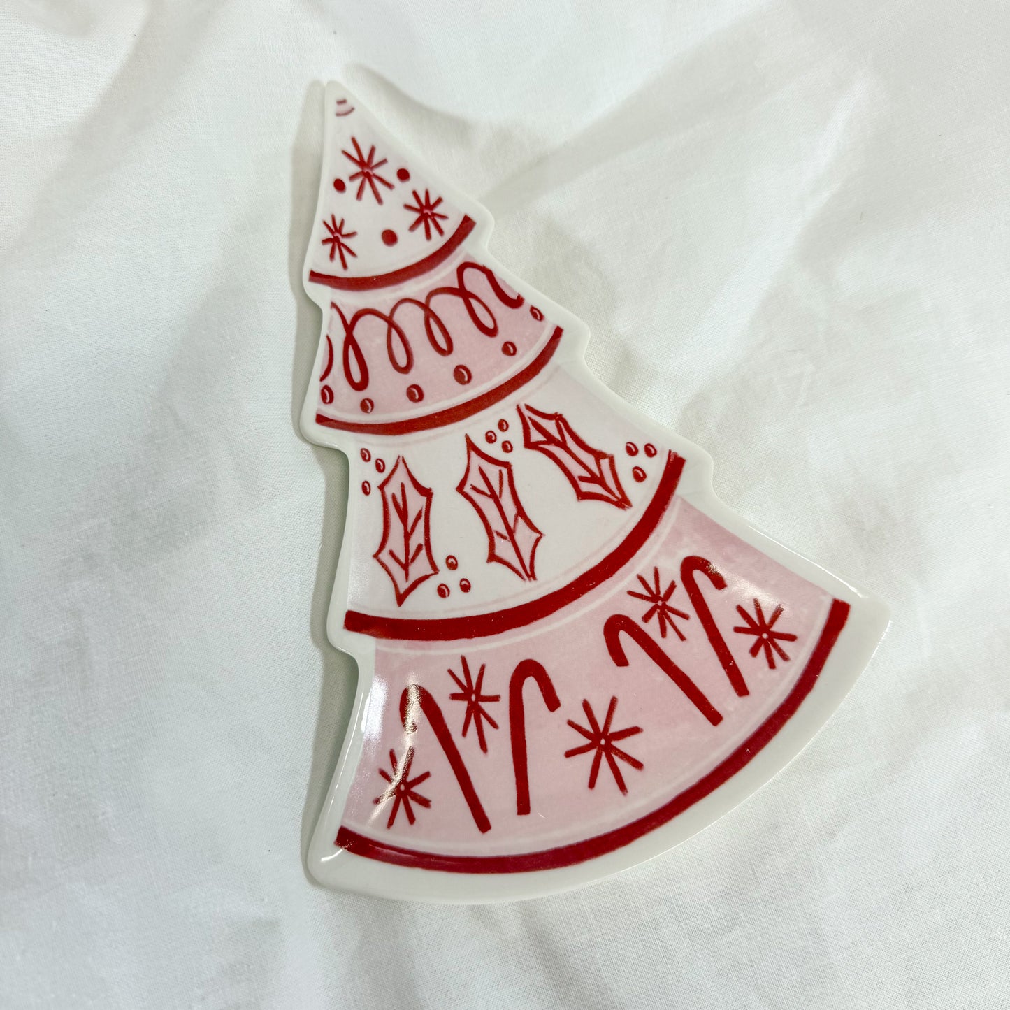 Raspberry Christmas Tree Ceramic Dish