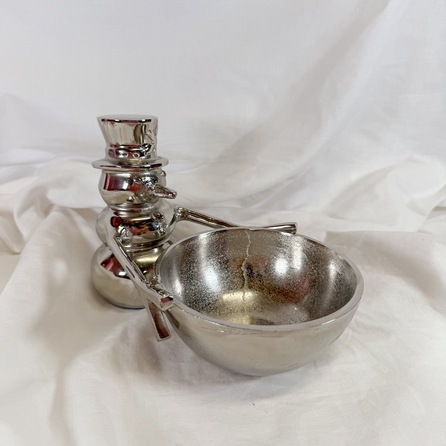 Silver Chrome Snowman Bowl