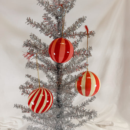 Pink Stripe Ball Ornament