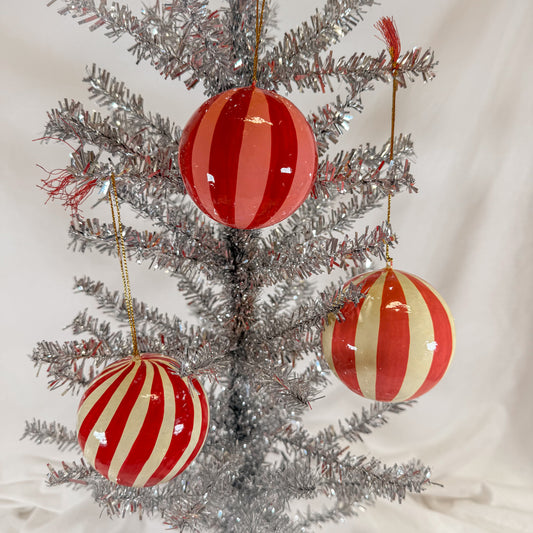 Pink Stripe Ball Ornament