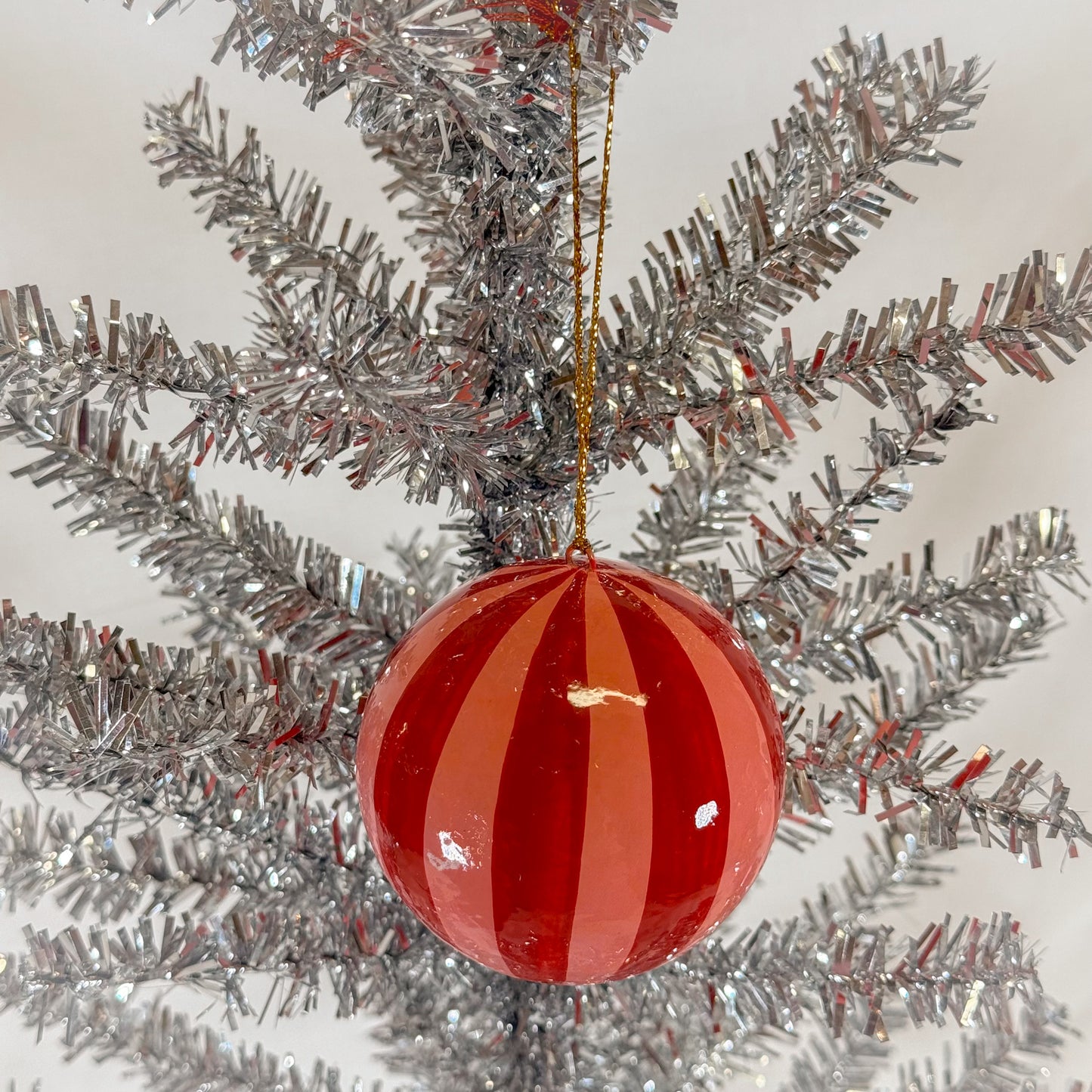 Pink Stripe Ball Ornament
