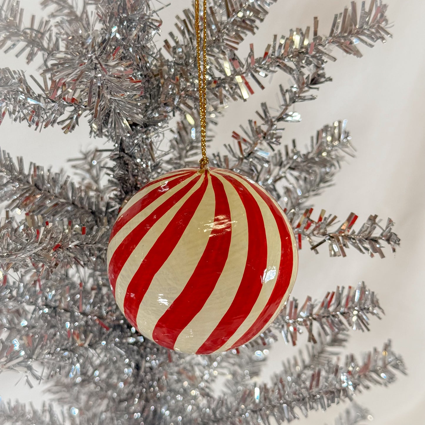 Pink Stripe Ball Ornament