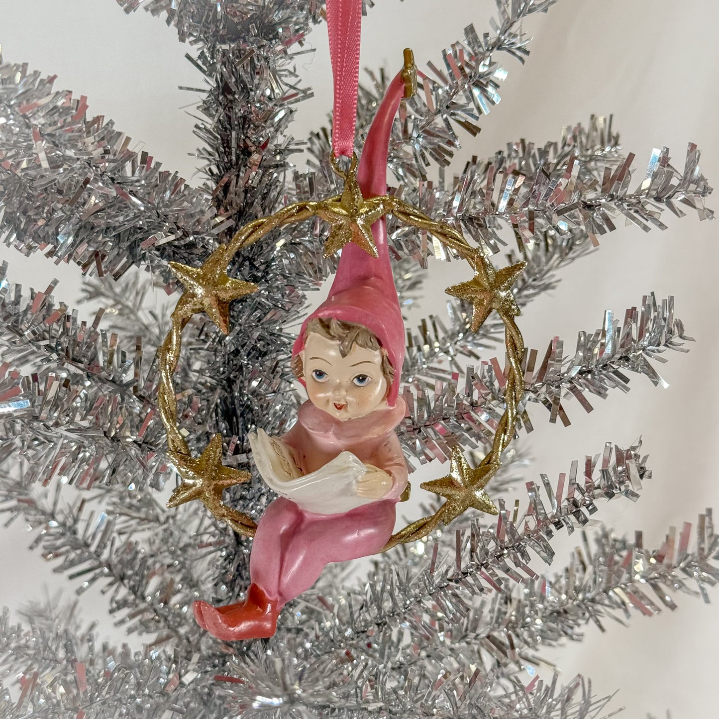 Vintage Swinging Elf Ornament