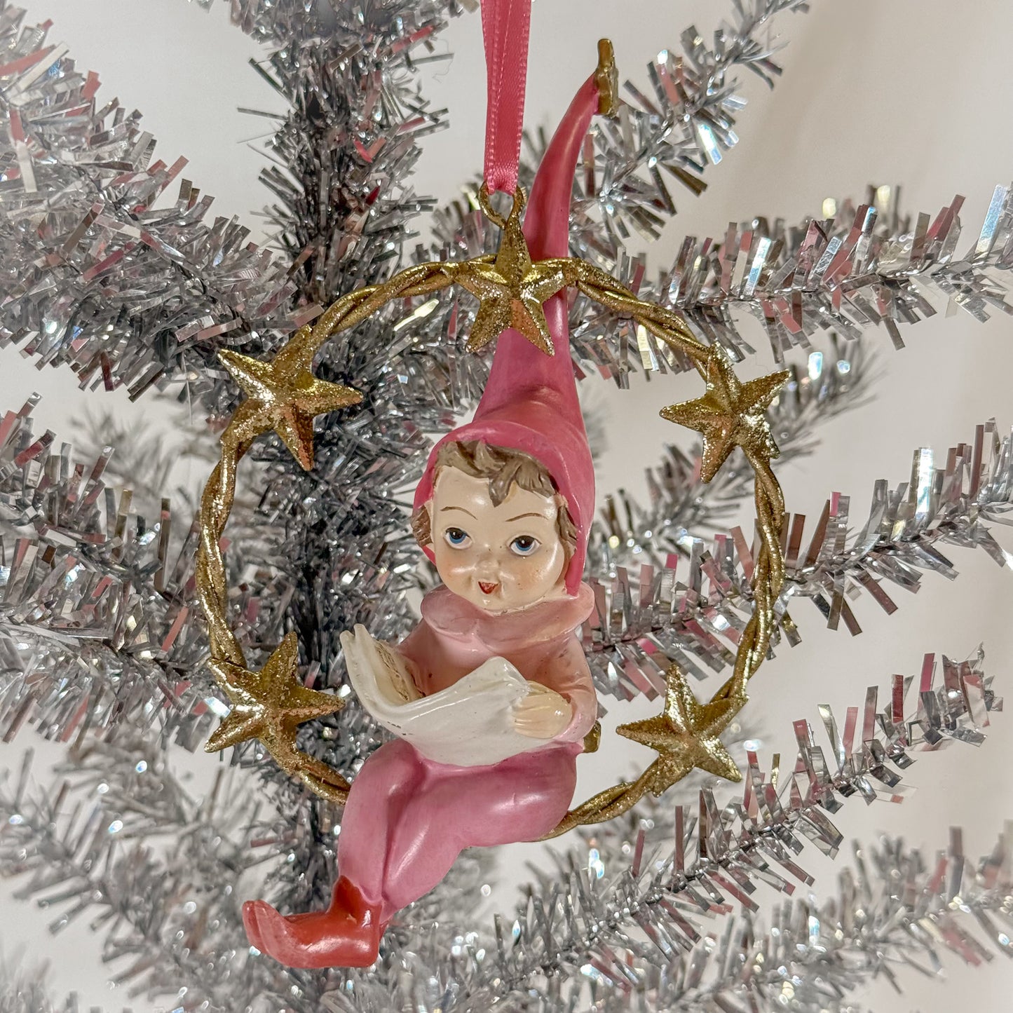 Vintage Swinging Elf Ornament