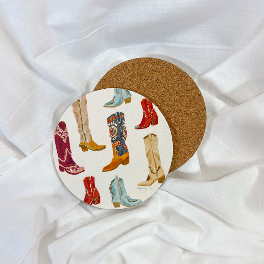 Cowboy Boots Cork Coaster
