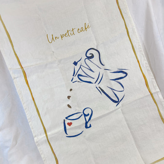 Un Petit Cafe Linen Tea Towel