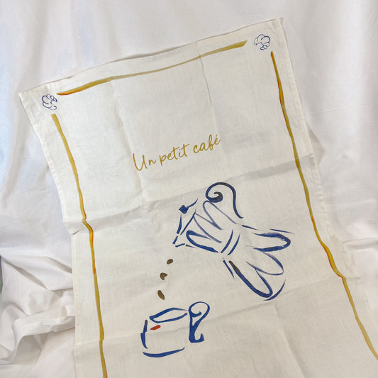 Un Petit Cafe Linen Tea Towel