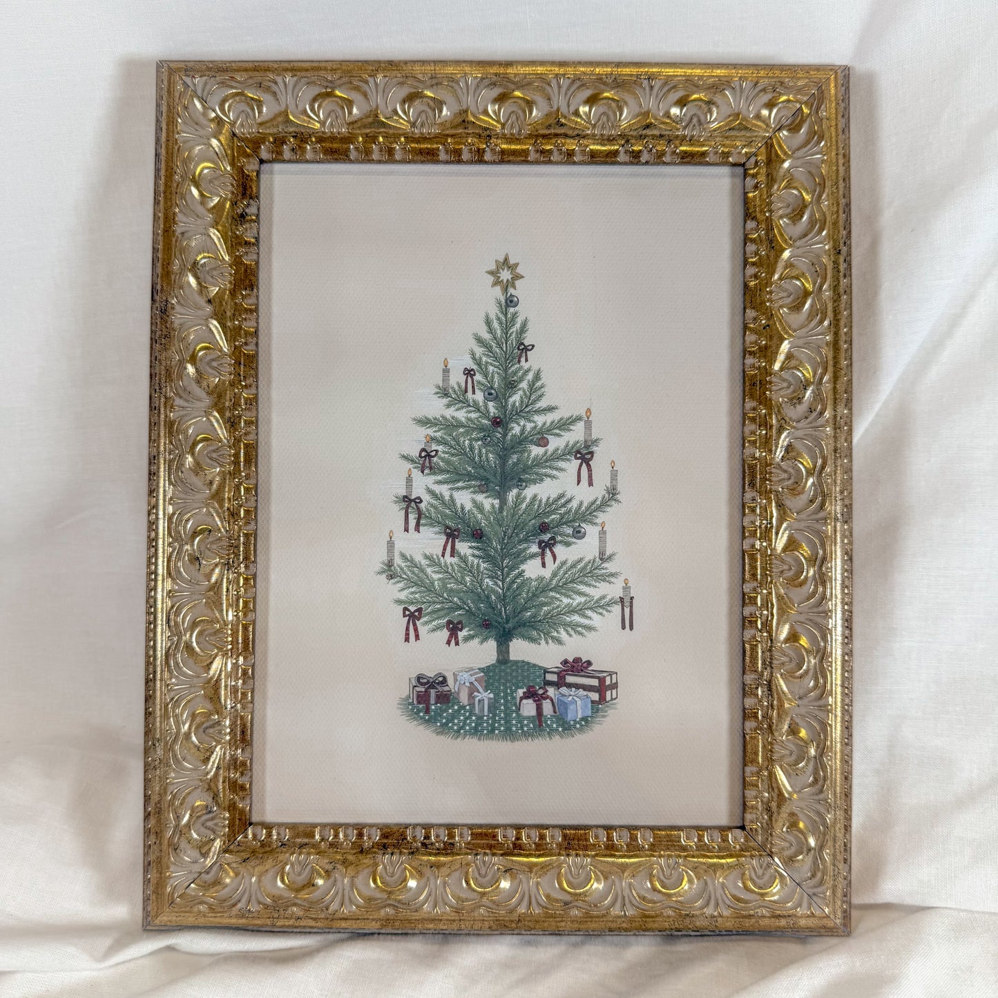 Vintage Bow Christmas Tree Framed Wall Art