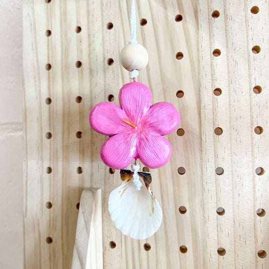 Hibiscus Seashell Car Mirror Hanging