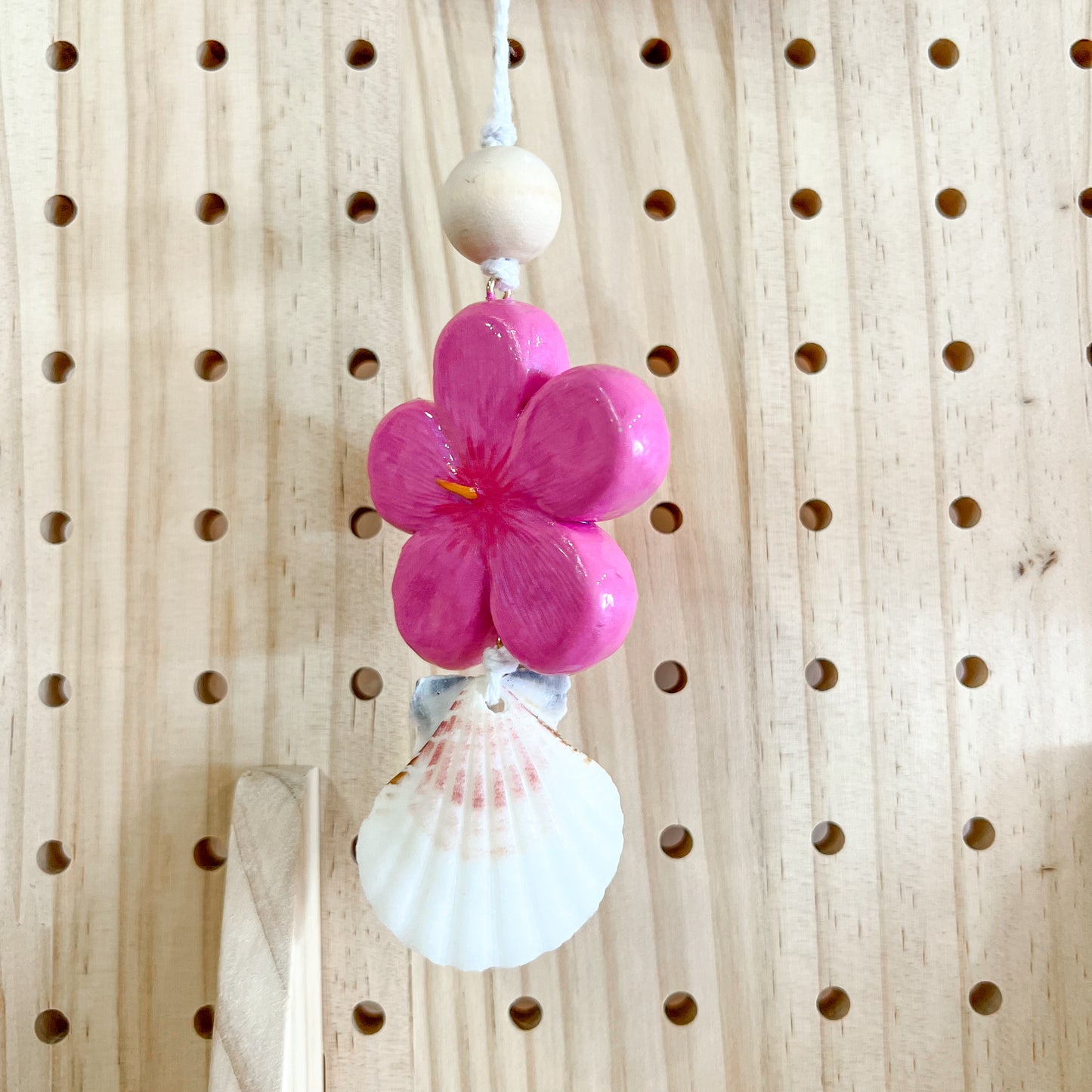 Hibiscus Seashell Car Mirror Hanging