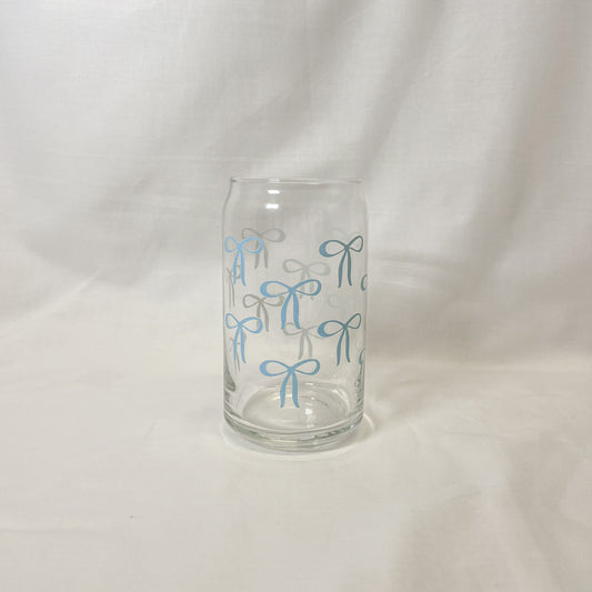 Blue Bows Glass Cup
