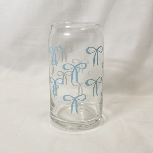 Blue Bows Glass Cup